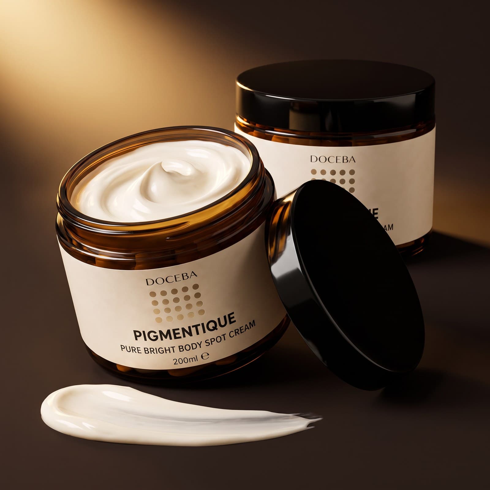 Pure Bright Body Spot Cream — offener und geschlossener Tiegel